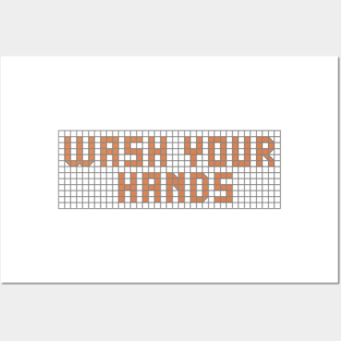 Science and health: Wash your hands (orange tile letters) Posters and Art